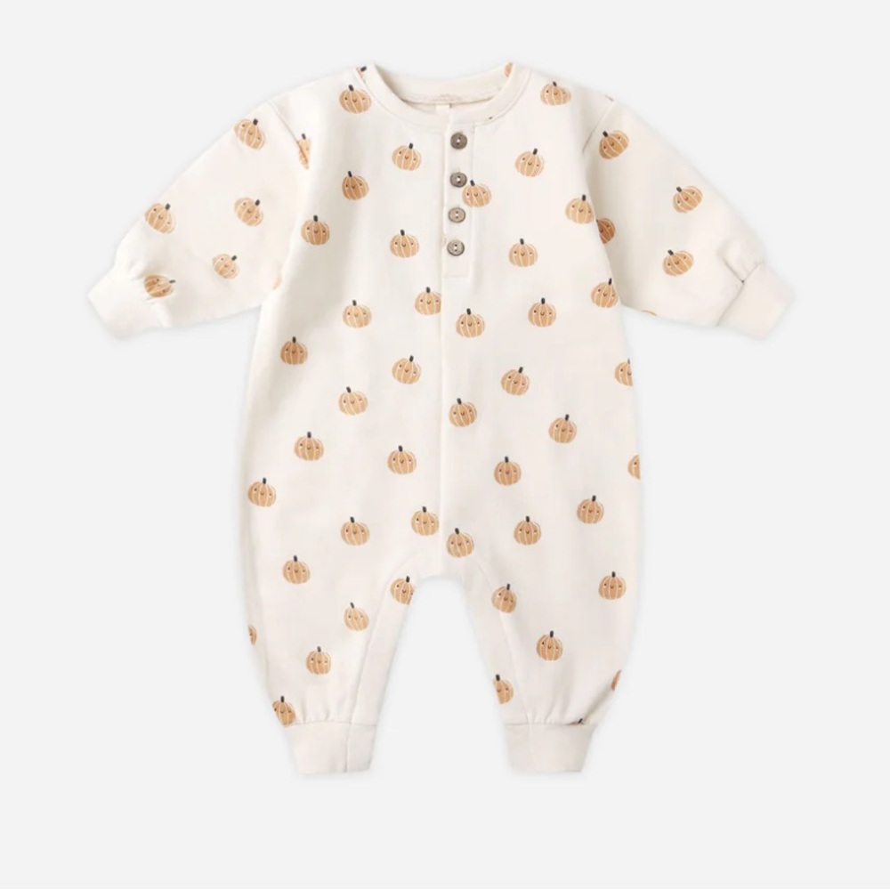 Quincy Mae Cream and Orange Pumpkin Footie